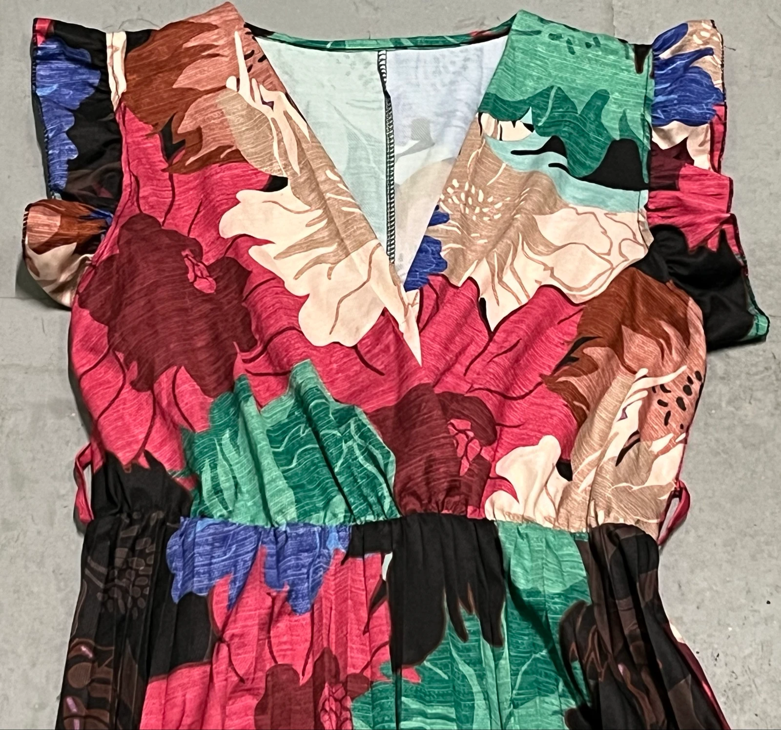 Vestido satinado largo floral multicolor – photo 8